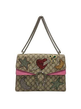 Gucci Shoulder Bag Dionysus GG Supreme Beige Pink Multi Chain